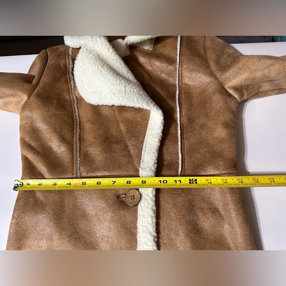 LNK LANDSCAPE Sherpa Shearling Jacket Camel and cream collared Sz Small - Picture 14 of 16